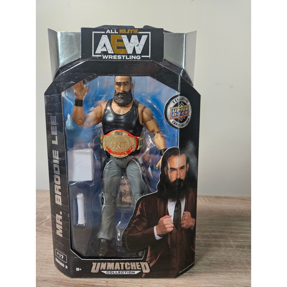 AEW Unmatched Series 3 Mr Brodie Lee Action Figure #17 TNT Belt Upper Deck Cards